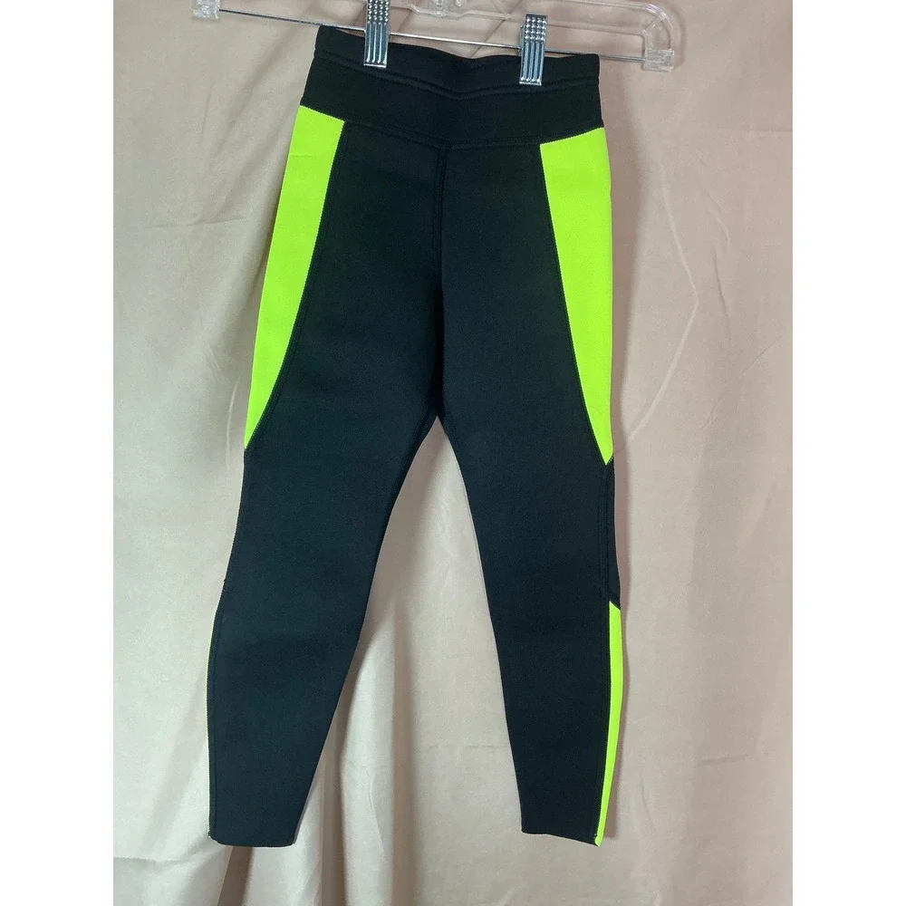 GoldFin Wetsuit Pants Kids 4 Black Neon Yellow Excellent 2mm Neoprene Leggings‎